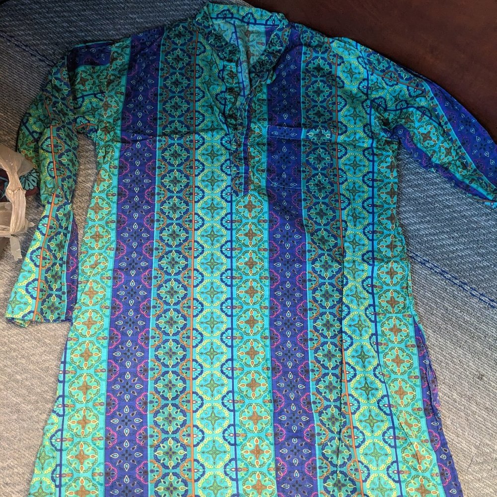 Men Full Sleeve Indian Cotton Long Kurta Casual Wear